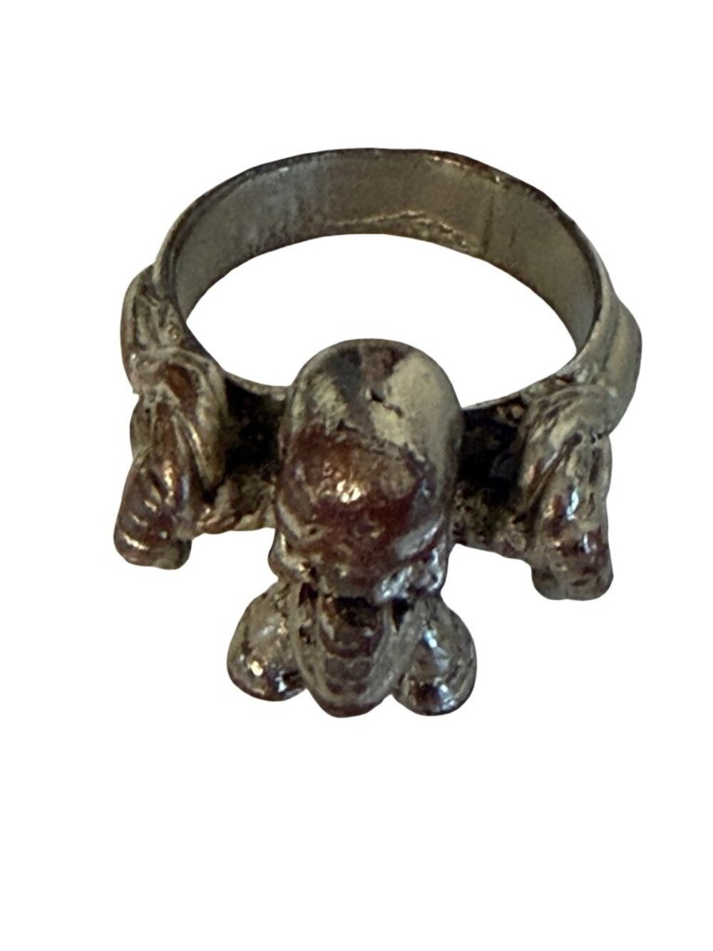 Title: Vintage Sterling Silver Skull Ring Size 13 Gothic Biker Crossbones S925 S